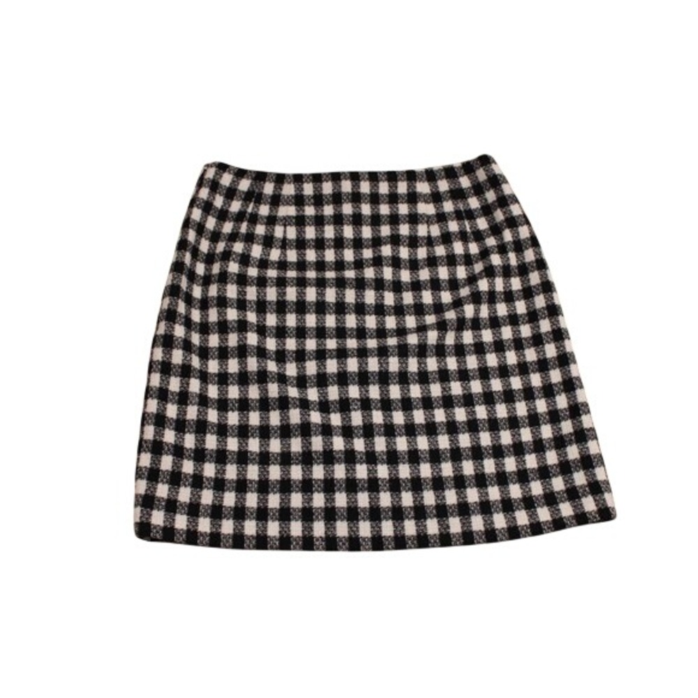 Talbots Petite Black White Buffalo Plaid Wool Blend‎ Mini Skirt 8P PH5289